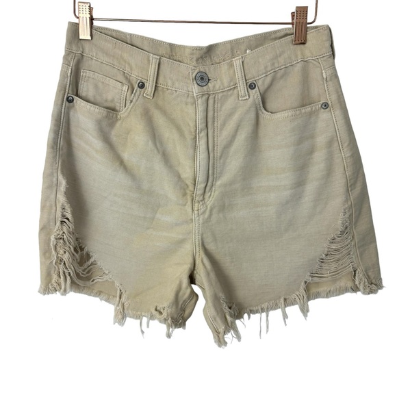 American Eagle Outfitters Pants - American Eagle Highest Rise Mom Shorts Cut Off Frayed Boho Tan Khaki Size 8